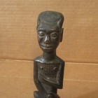 Vtg Hand Carved Wood Ebony African Sitting Man Chief Tribal Figure Statue 8 