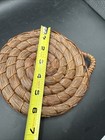 Vintage Woven Pine Needle Trivet  Handmade Nature W handle