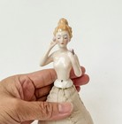 Victorian Lady Pin Cushion Figurine Skirt Half Doll Porcelain Vtg Old Germany