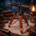 9  Antique Brass Spyglass Telescope With Wooden Tripod Nautical Marine Scope