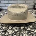 Vtg Star Line Laredo Texas Dps Police Straw Cowboy Hat 7 1 4 Long Oval Gray Tan