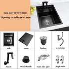 Hidden Bar cafe rv kitchen Sink Wfoldable Faucet  glass Rinser Set Black 18 Inch