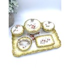 Antique Haviland Limoges French Porcelain Vanity Dresser Set Tray Box Gold Gilt