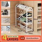 4 Tier White Shoe Rack Heavy Duty Metal Shoe Organizer Shelf Entryway Closet