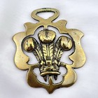 Brass Horse Medallion Antique English Ostrich Feather Royal Prince Wales Harness