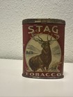 Antique Stag Tobacco Pocket Tin P  Lorillard Co Deer Litho Hinged Lid C1910s
