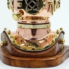 Brass And Copper Diving Helmet Wood Base Authentic Divers Helmet Nautical Decor