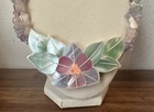 Vintage Lee Sands   Unsigned Inlay Shell Floral Necklace   Earrings Set