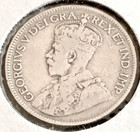 1917 C Newfoundland  Canada Twenty-five 25 Cents  925 Silver Coin - Km 17