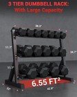 3-tier Carbon Steel Dumbbell Rack  1000lb Capacity   Angled Shelves For Home Gym
