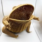 Vintage Mcm Frog Basket Bin Large Wicker Rattan No Marble Eyes Boho Toad 16   h