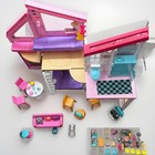 Barbie Foldable 2-story 4-room Dollhouse 1 6 Plastic W  Furniture   Accs
