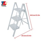Aluminum White 3 Step Ladder Folding Step Stool W  Wide Anti-slip Pedal