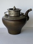 Vintage Metal Urn  Pitcher With Spout And Lid  Home Decor