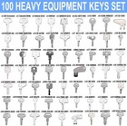 100 Heavy Construction Equipment Keys Set Bobcat Cat Case Kubota Jcb Volvo