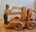 Antique Handmade Wooden Handcar Folk Art Pull Along Toy