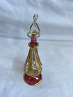 1 Egyptian Glass Perfume Bottle Gold Colored Hand Blown 5 5   p126