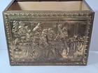 Vintage English Style Traditional Brass Hammered Magazine Holder With Handle