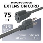 Ep 75 Ft Outdoor Extension Cord 16 3 Sjtw Heavy Duty Grey