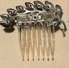 Vintage Green Stone Hair Comb With Sterling Silver Back