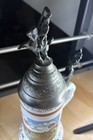 Antique German Cuirassier Cavalry Regiment Tall Lidded Beer Stein Lithopane 1909