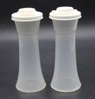 Vintage Tupperware Salt Pepper Shakers Set Of 2 Frosted White Plastic