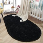 Oval Fluffy Rug Carpets For Kids Bedroom 2 6x5 4ft black