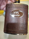New Leather Wrapped Rmef Rocky Mountain Elk Foundation Flask Hunting