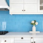 Lovdeco Peel   Stick 3x6  Blue Glass Subway Tile  5 Sq Ft  Easy Install