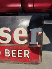 Vintage Original Budweiser King Of Bottled Beers Metal Embossed Sign 20    X 72   