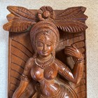 Hand Carved Indian Wood Temple Dancer Apsara Relief Wall Sculpture 12 