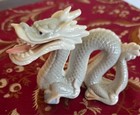 Vintage Japanese Porcelain Dragon Grey white Serpentine 4 x 6  Holding Pearl Ggc
