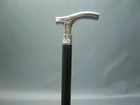 Vintage Walking Stick Silver Brass Derby Handle Cane Wooden Style Black Handmade