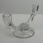 Viking Glass Double Light Candlestick Holder Mcm Triple Light Vintage
