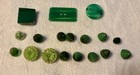 Vintage 30s 40s Green Glass Button Collection Of 18 Czech Deco Buttons Lot