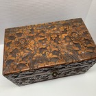 Vtg Carved Jewelry Box Birds Flowers Laquered Hong Kong 12x7x7 Jk137