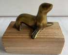 Vintage Miniature Brass Baby Seal Pup Figurine 3  Paperweight Shelf Sitter