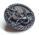 Antique Pierced Brass Picture Button   Quiver W  Arrows Bow   Helmet   1-1 8 