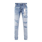 Blue Purple Brand Men s Personality Fashion Splash-ink Slim Fit Washed Jeans