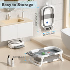 Foldable Baby Bathtub W  Digital Thermometer Non Slip Newborn Infant Bath Tub