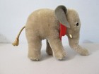 Steiff Elephant Mohair 3 5  Made In Germany Red Collar Rope Tail