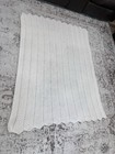 64x48    White Handmade Crochet Afghan Throw Blanket Beautiful Chevron Pattern Vtg