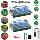 Seed Starter Tray With Grow Light  2 Packs 80 Cells Seed Starting Kit