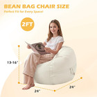 Cozy 2ft Memory Foam Bean Bag Chair With Handle - White Corduroy Sofa