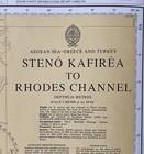 Vintage Steno Kafirea Rhodes Channel Greece turkey Nautical Chart Map - 42   x28   