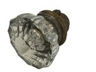 Antique Crystal Glass And Brass 12 Point Victorian Door Knob Replacement 