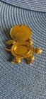 Vintage 1971 Avon Green Sea Turtle Solid Perfume Holder Compact Rhinestone Eyes 