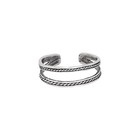 Sterling Silver Double Rope Lines Design Toe Ring Adjustable Size   Made In Usa