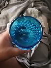 Vintage Mid Century Modern Blue Hobnail Goblet Glass