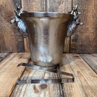 Pottery Barn Silver Stag Ice Bucket Stainless Steel With Tongs Cabin Forest Deer